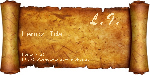 Lencz Ida névjegykártya